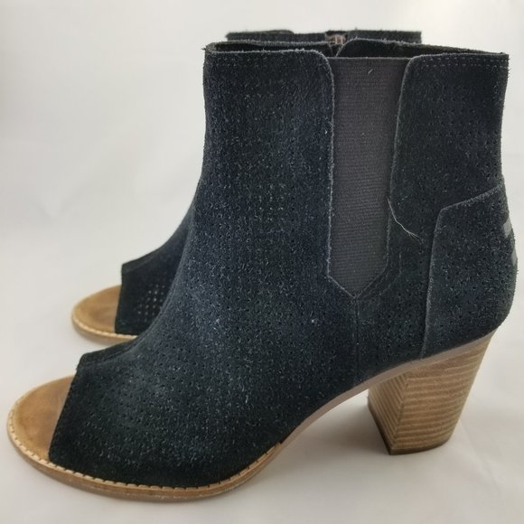 Toms | Majorca Peep Toe Bootie Suede Perforated - Picture 4 of 8